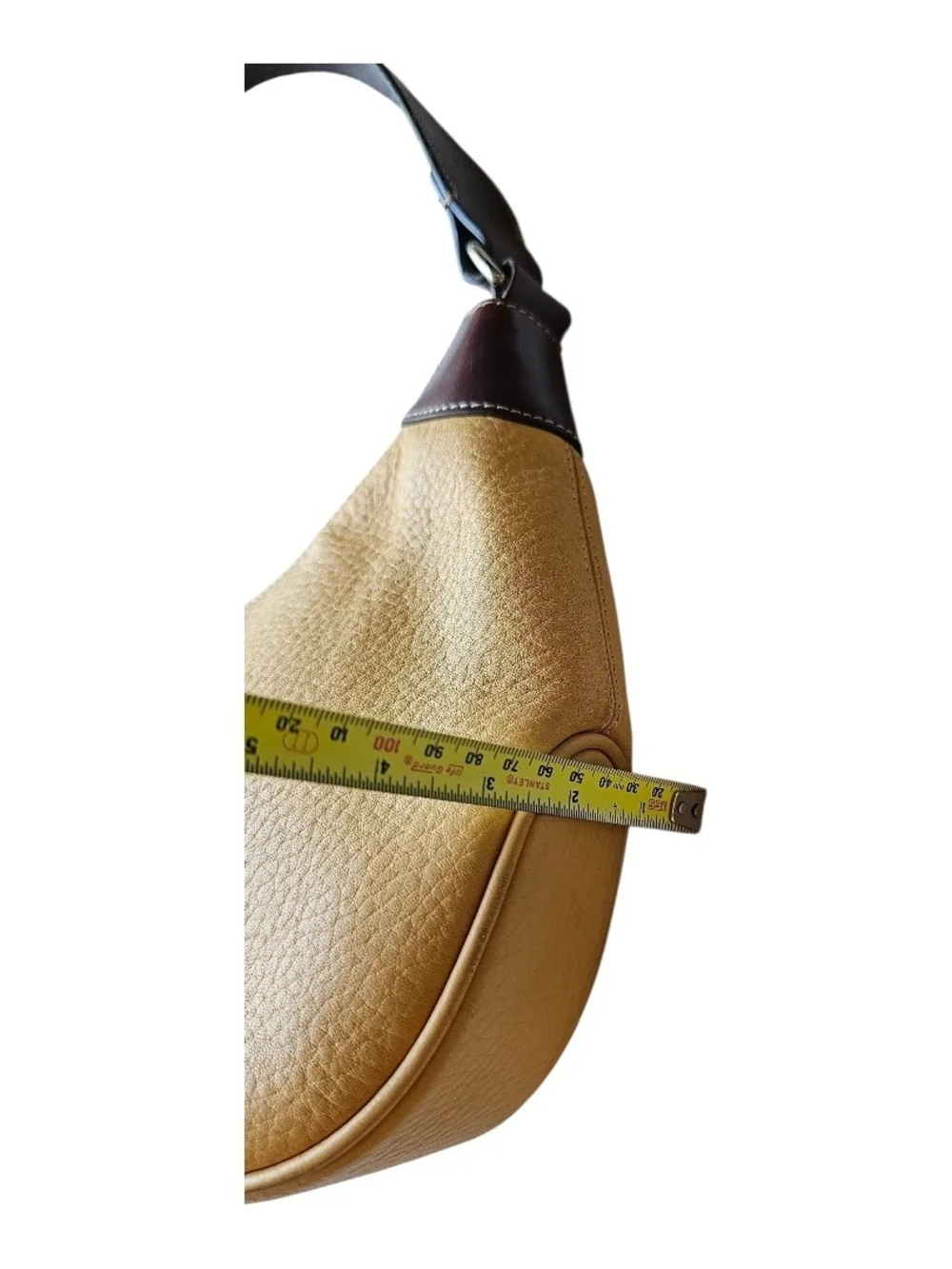 Vintage Dooney & Bourke Pebbled Leather Crescent Hobo Bag Yellow Y2K